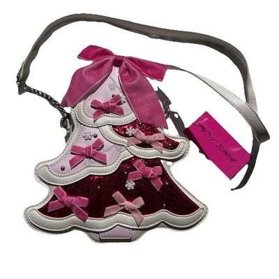 Nuevo Bolso Bandolera Betsey Johnson Árbol de Navidad Rosa Lentejuelas Arco XOMERRY Foto 1 de 4