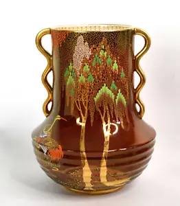 Carlton Ware Rouge Royal Stork Pattern Double Handle Vase 8" - Bild 1 von 13