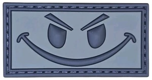 EVIL SMILEY FACE SMILE GRIN ACU DARK TACTICAL MILITARY PVC HOOK MORALE PATCH - Picture 1 of 2
