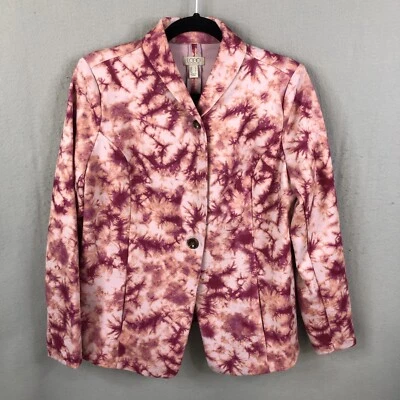 LOGO by Lori Goldstein Blazer Women Small Pink Tie-Dye Ponte Knit Office  Modern - Image 1 of 4