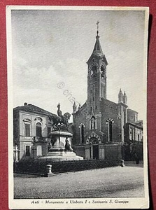 Cartolina - Asti - Monumento a Umberto I e Santuario S. Giuseppe - 1935 ca. - Picture 1 of 1