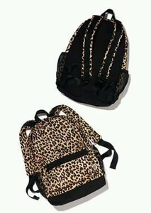Victoria's Secret ¡ROSA! Mochila clásica con estampado de leopardo bolsa para libros tamaño completo - Imagen 1 de 6