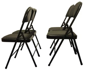 Meta Deluxe Black Fabric Padded Folding Chair Comfortable Seat (4 Piece Set) - Picture 1 of 12