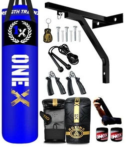 Punch Bag 4ft/5ft Filled Heavy Duty Kickboxing Training Hanging Bag Gloves, Set. - Picture 1 of 21