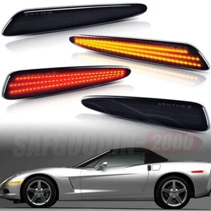 Amber Front&Rear Red LED Side Marker Lights For Chevy Corvette C6 Z06 ZR1 05-13 - Picture 1 of 9