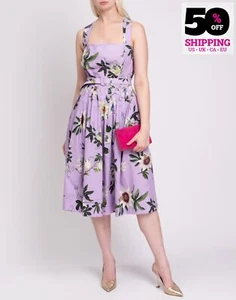 RRP €1850 OSCAR DE LA RENTA Flare Dress US16 UK20 XL Floral Pleated Bow Belted - Picture 1 of 12
