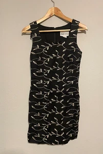 Vintage S.L. Fashions Womens Dress 6 Petite Black Floral Embroidered Linen Boho - Picture 1 of 8