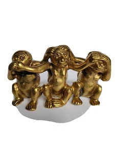Three Monkey Brass Statue - Picture 1 of 7
