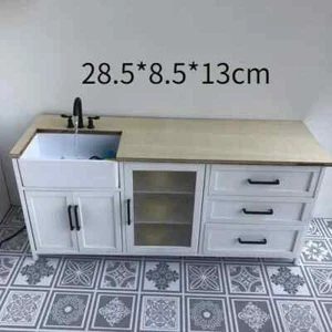 1:6 BJD Miniature Kitchen Set - Dollhouse Sink, Cabinet & Table DIY Kit - Picture 1 of 50