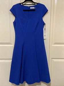 NWT Calvin Klein Women’s Regatta Blue, Fit and Flare Dress ~ Size 6 RRP $135 - Picture 1 of 12