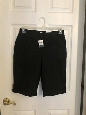 Nuevo con etiquetas Pantalones Cortos Chico's Talla 0 Pequeño 4-6 x 15.5" Negro Ripstop Utilitario Algodón Spandex Foto 1 de 4