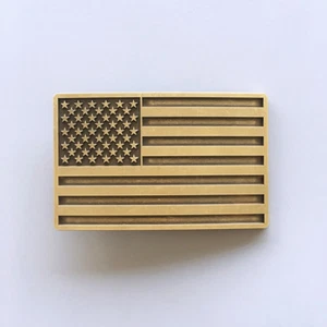 Antique Bronze American US Flag Rectangle Belt Buckle also Stock in the US - Picture 1 of 7