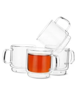 BTaT- Stackable Double Wall Glass Cups, Set of 4 (8 oz, 240 ml), 4 Pack 8 oz - Picture 1 of 8