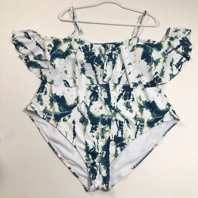 Traje de baño Boohoo para mujer 18 tie dye mangas cortas hombro frío una pieza playa Foto 1 de 4