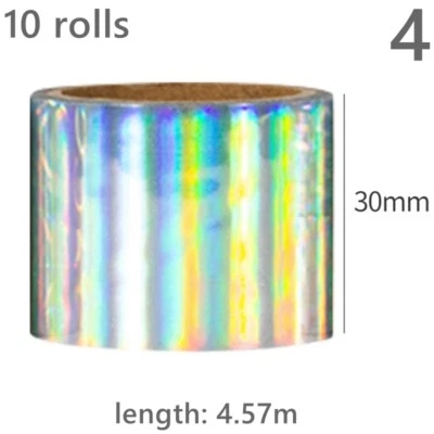 10 Rouleaux Laser Paillettes Washi Tape Autocollant Cadeau Emballage Décor Kimo - Photo 1/4