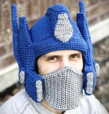 Hand Made Knitted Woolen Hat Transformers Optimus Prime Masks Funny Cap - Image 1 of 3