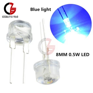 50PCS Blue Light 8mm 0.5W Straw Hat Transparent LED High-Power Emitting Diode - Picture 1 of 7