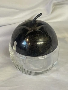 Vintage Silverplate and Glass Apple Sugar Jelly Jam Jar Bowl Japan - Picture 1 of 4