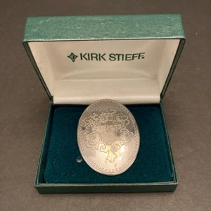 Vintage Kirk Stieff Pewter Brooch Pin Oval Floral "Autumn" Original Box USA - Picture 1 of 12