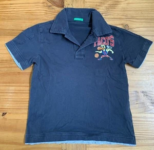 UNITED COLORS OF BENETTON Boy’s Size S Navy Paco's Basketball Collared Shirt EUC - Picture 1 of 7