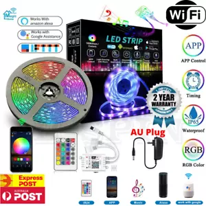 12V 5/10M Smart Wifi 300 RGB LED Strip Lights Waterproof Alexa Echos Google Home - Picture 1 of 14