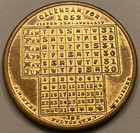 1852 Brass Calendar Medal J.B. Hyde 162 Fulton St. New York