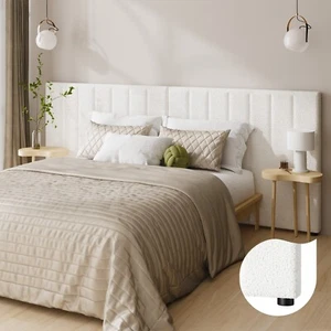 Oikiture Bed Frame Headboard Double Queen King Size Head Bedhead White Boucle - Picture 1 of 10