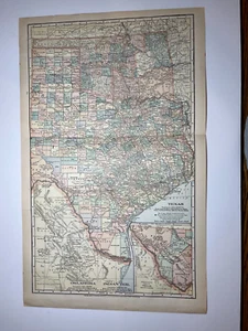 1895 Oklahoma/Indian Territories/Texas State Map 1905 Peerless Atlas SEE DESCRIP - Picture 1 of 2