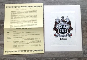 NEW Matted Coat of Arms Family Crest Heraldry Print (SEE! 260 Surnames A-P) GIFT - Bild 1 von 297
