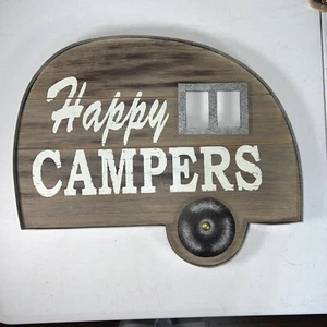 Wohnmobil Happy Camper braun Holz & Metallverkleidung Wand Wohndeko - Bild 1 von 3