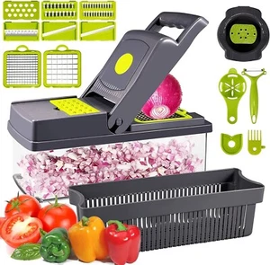 Vegetable Chopper with 8 Blades, Hand Guard, and Large Capacity Container - Picture 1 of 7