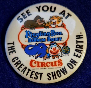 Vintage Souvenir Button Pin: Ringling-Bros. and Barnum & Bailey Circus (3") - Picture 1 of 1