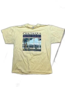 T-shirt vintage Chautauqua Old First Night Run agosto 1998 L - Foto 1 di 7
