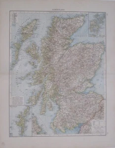 Original 1896 Andree Map SCOTLAND Edinburgh Glasgow Shetland Islands Inverness - Picture 1 of 14