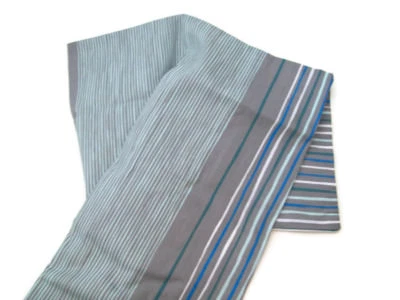 West Elm Reversible Blue Gray White Skinny Stripe King Pillow Cover Sham - Image 1 of 3