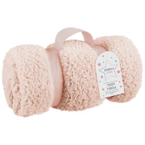 Kids Teddy Throw Cuddly, Cosy And Convenient Throw With Carry Handle -Light Pink - Picture 1 of 6