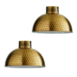 Metal Dome Shape Lamp Shade 26cm Yellow Brass Pendant Large Light Shades - Picture 1 of 6