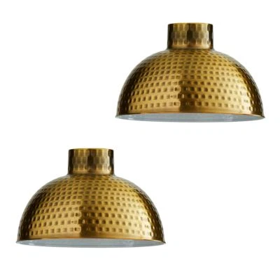 Metal Dome Shape Lamp Shade 26cm Yellow Brass Pendant Large Light Shades - Image 1 of 4