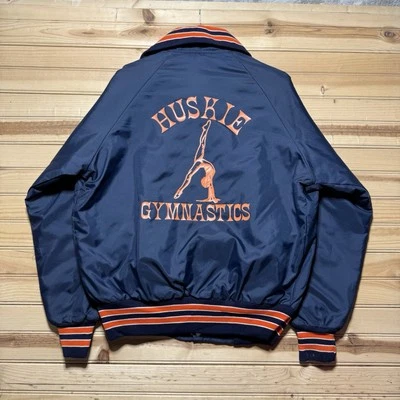 Jaqueta de Cetim Vintage Anos 90 Huskie Ginástica Harvard Roupas Varsity Tamanho Grande - Imagem 1 de 4
