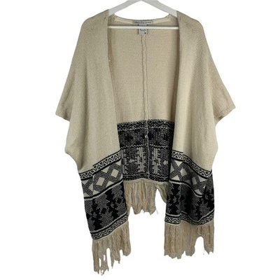 Кардиган American Rag M свитер пончо бахрома открытый передний богемный вестерн юго-запад - Изображение 1 из 4