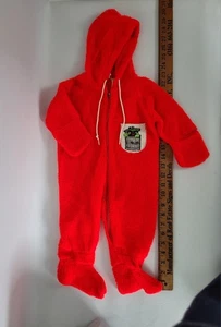 Vtg Sesame Street Oscar Red Zipper Hooded Baby Romper Foot Hand Covers 12 Months - Picture 1 of 10