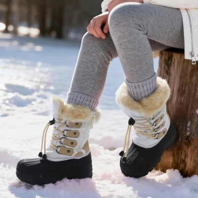 Jóvenes Niños Niños Niñas Botas para Nieve Cremallera Exterior Media Pantorrilla Botas de Esquí Botas de Esquí Foto 1 de 4