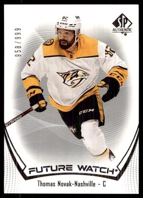 2021-22 SP Authentic FW Thomas Novak RC 958/999 Nashville Predators #191 - Image 1 of 2