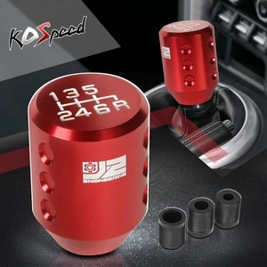 J2 Aluminum Cylindrical Design 6-Speed MT Shift Knob+8/10/12mm Adapters Kit Red - Picture 1 of 5