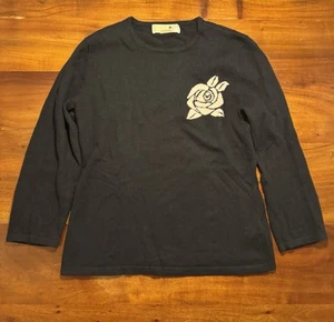 Michael Kors Women’s Black Angora Wool Blend Pink Flower Knit Sweater Sz S - Picture 1 of 6