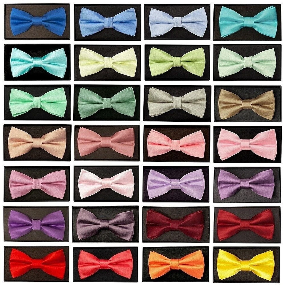 Hand Made Mens Satin Bow Tie Pre Tied Wedding Prom adjustable Dickie Bow Necktie - Image 1 of 1