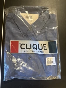 Ladies Clique Button Front Long Sleeve Twill Dress Shirt - Indigo Blue -  Large - Picture 1 of 2