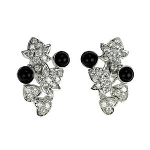 Pendiente de diamantes de ónix Pt900 D0,50 quilates - Auténtico envío gratuito desde Japón - Auténtico SELBY_J - Imagen 1 de 3