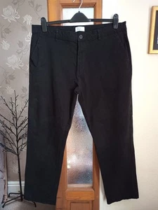 EASY (MATALAN): BLACK STRAIGHT FIT CANVAS JEANS. SIZE: 38R. LEG: 31in. - Picture 1 of 5