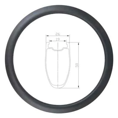公路自行车环 700C 26*50 毫米无内胎夹盘式制动器碳圈 — 第 1/4 张图片